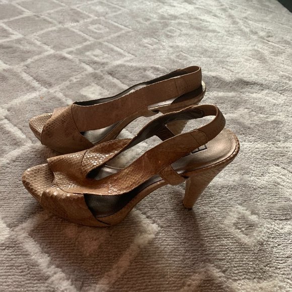 Snakeskin Nude Moda Open-toe Heels size 9 - Picture 2 of 7